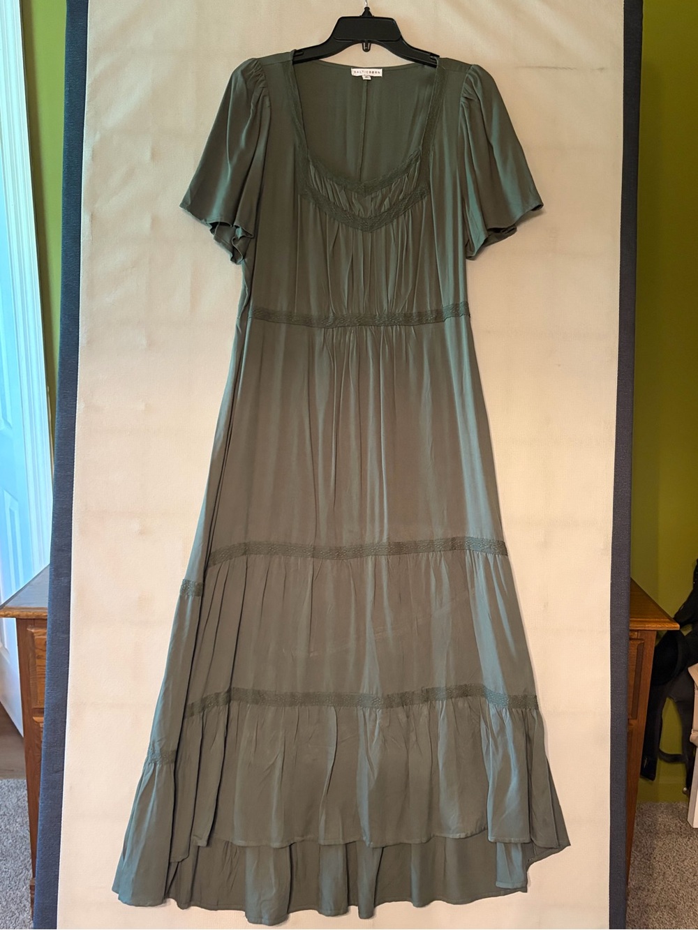 Baltic Born Olive Green Tiered Maxi Dress. NWOT.